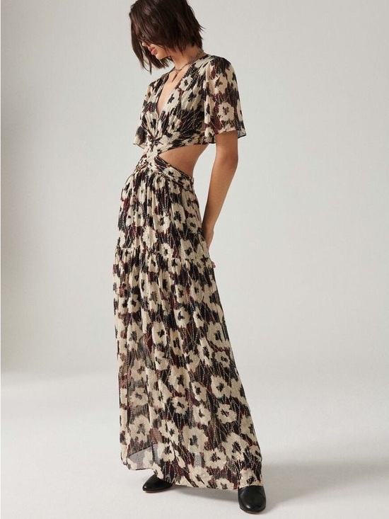 ba&sh Dresses & Skirts - Ba&sh Kandy Maxi Dress Metallic Floral Cut Out size Medium